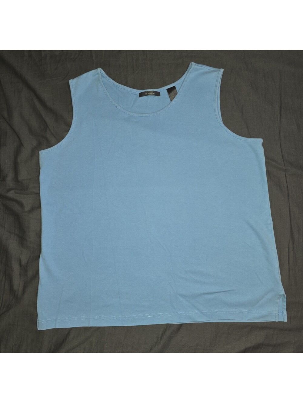 Liz Claiborne 1X Light Blue Crewneck Sleeveless Cotton Tank Top Basic